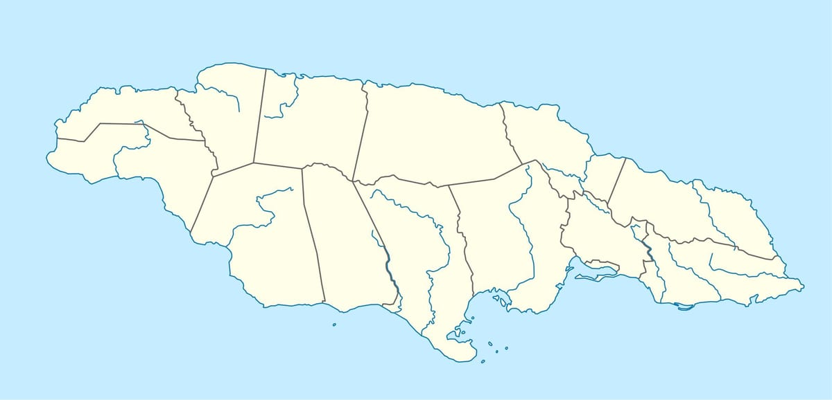 карта Ямайки, показуючи річок