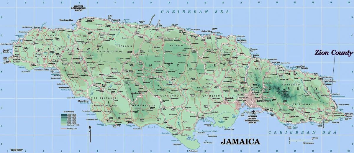 Карта докладна Ямайка